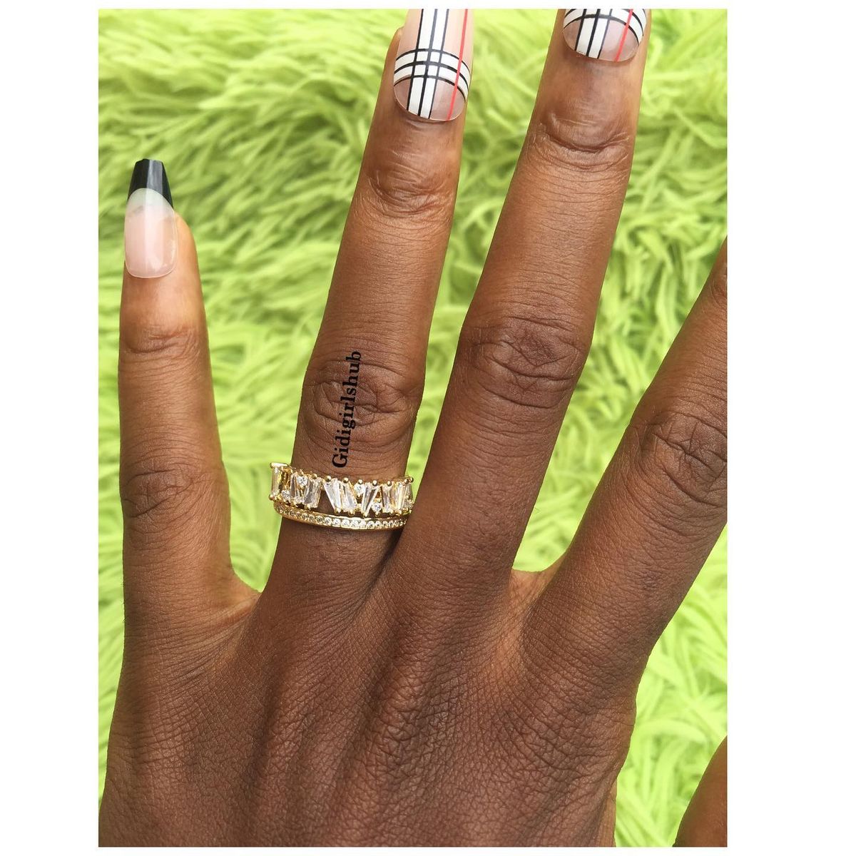 Adjustable Gold Zirconia Ring With Stones