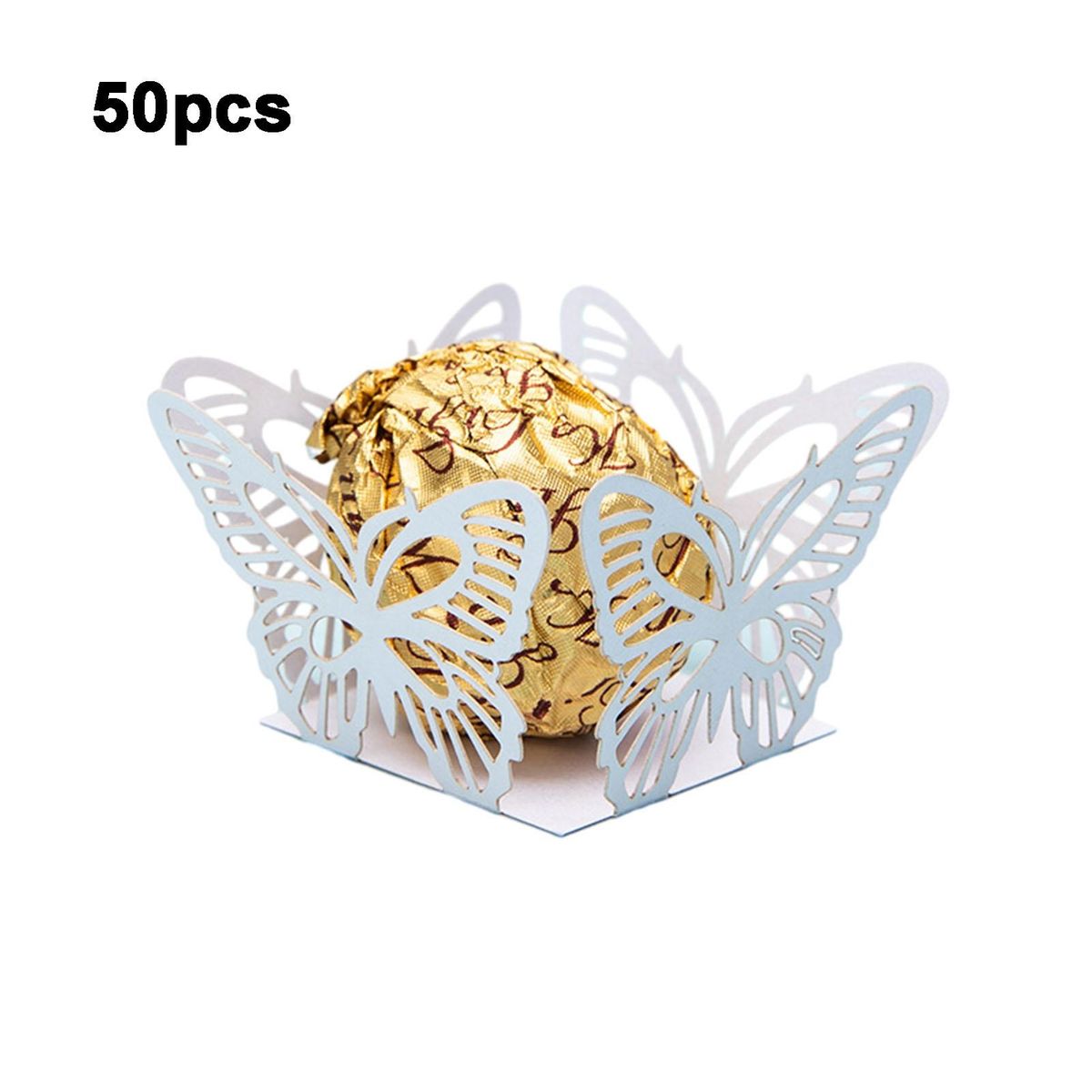 50Pcs Candy Storage Box Butterfly Shape Chocolate Biscuit Container Paper Box White