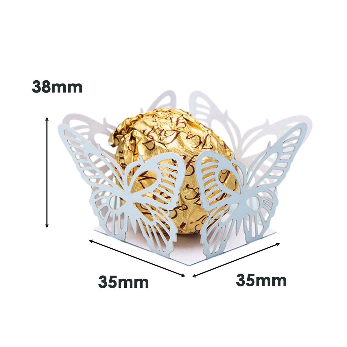 50Pcs Candy Storage Box Butterfly Shape Chocolate Biscuit Container Paper Box White