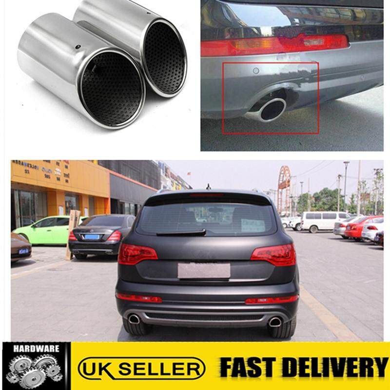 2PCS Car Sliver Chrome Rear Exhaust Mufflfer Tail Tip Pipes 304 For AUDI Q7 3.0