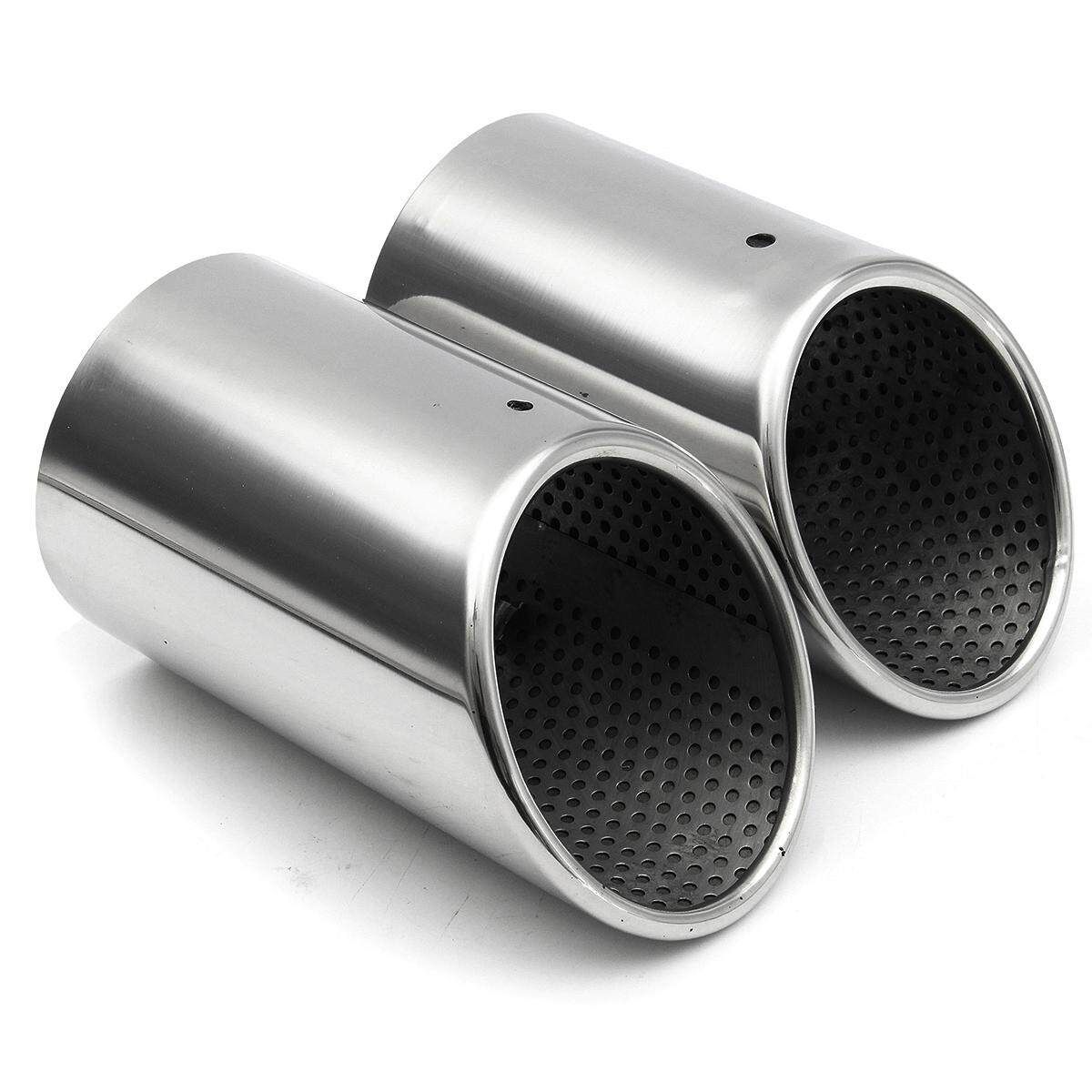 2PCS Car Sliver Chrome Rear Exhaust Mufflfer Tail Tip Pipes 304 For AUDI Q7 3.0