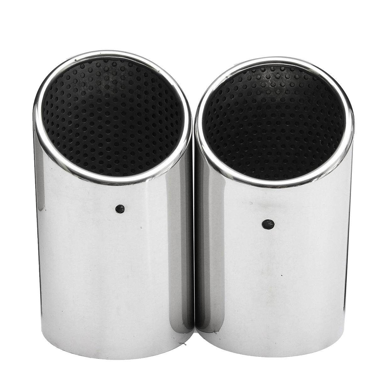 2PCS Car Sliver Chrome Rear Exhaust Mufflfer Tail Tip Pipes 304 For AUDI Q7 3.0