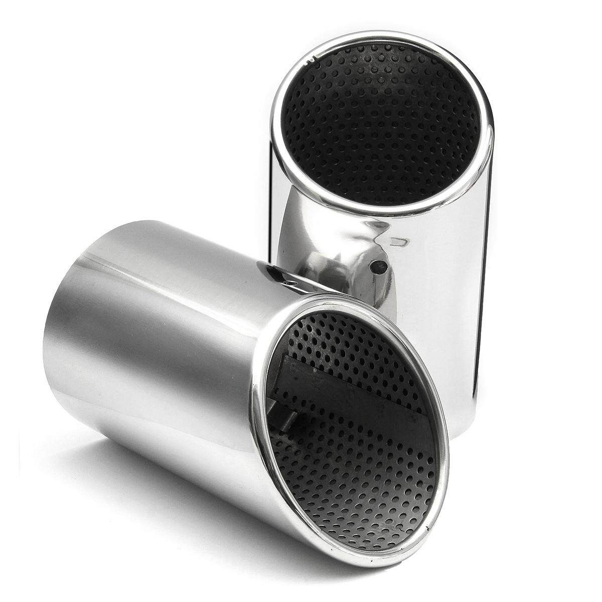 2PCS Car Sliver Chrome Rear Exhaust Mufflfer Tail Tip Pipes 304 For AUDI Q7 3.0