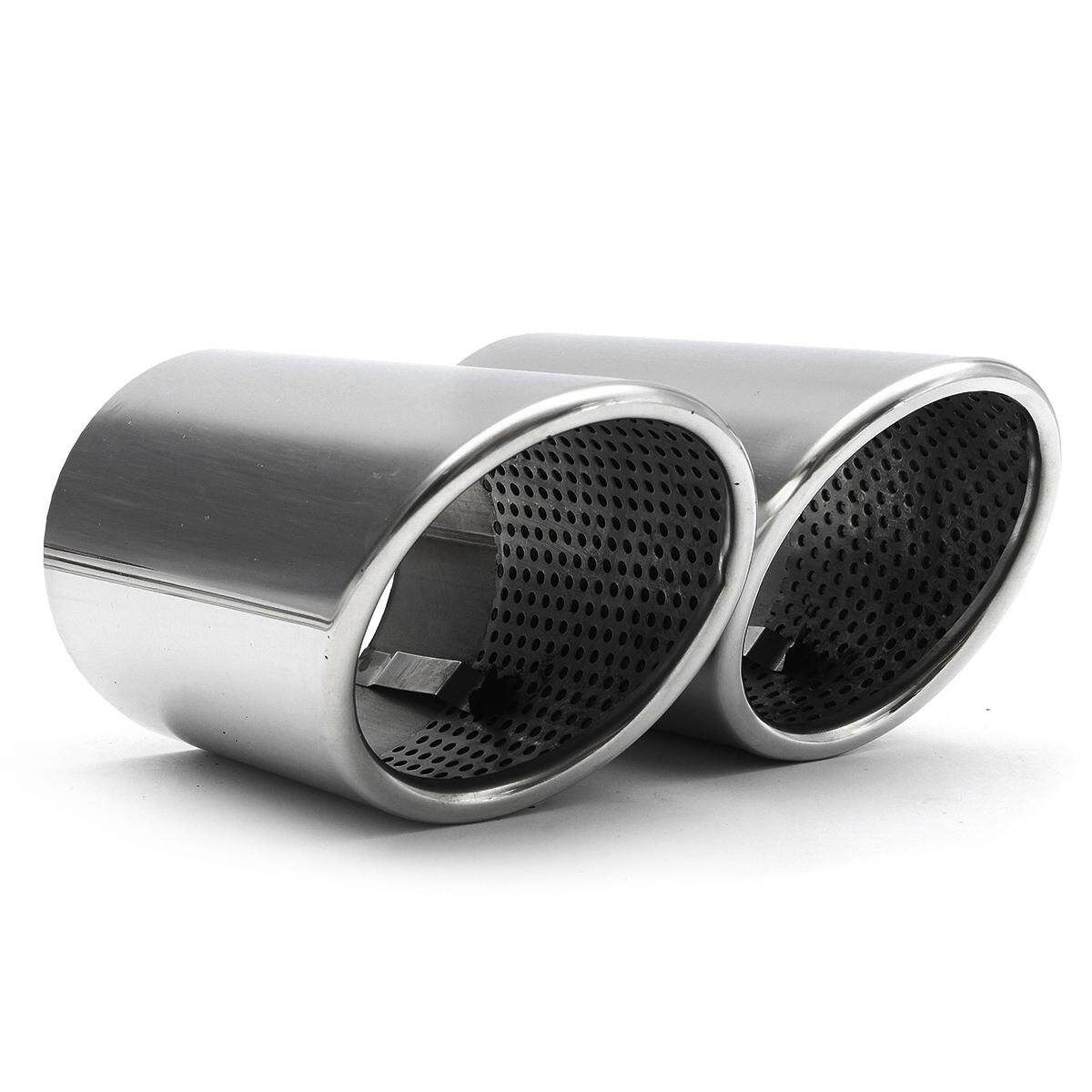 2PCS Car Sliver Chrome Rear Exhaust Mufflfer Tail Tip Pipes 304 For AUDI Q7 3.0