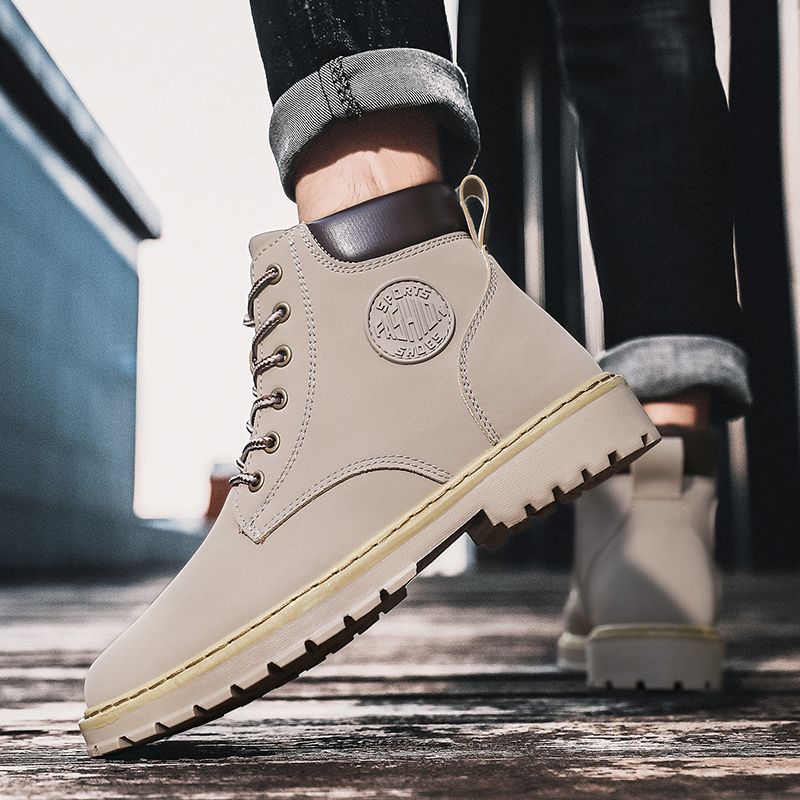 New Arrival Retro Chelsea Boots Men's Shoes EUR Size 39-46 Luxury Quality Handmade Leather Martin Boots Male High-top Shoes Fashion Motorcycle Ankle Boots Lace Up Winter Casual Shoes Grey