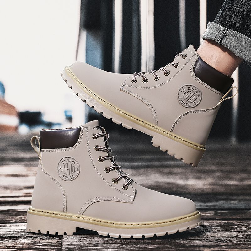 New Arrival Retro Chelsea Boots Men's Shoes EUR Size 39-46 Luxury Quality Handmade Leather Martin Boots Male High-top Shoes Fashion Motorcycle Ankle Boots Lace Up Winter Casual Shoes Grey