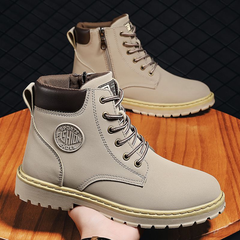 New Arrival Retro Chelsea Boots Men's Shoes EUR Size 39-46 Luxury Quality Handmade Leather Martin Boots Male High-top Shoes Fashion Motorcycle Ankle Boots Lace Up Winter Casual Shoes Grey