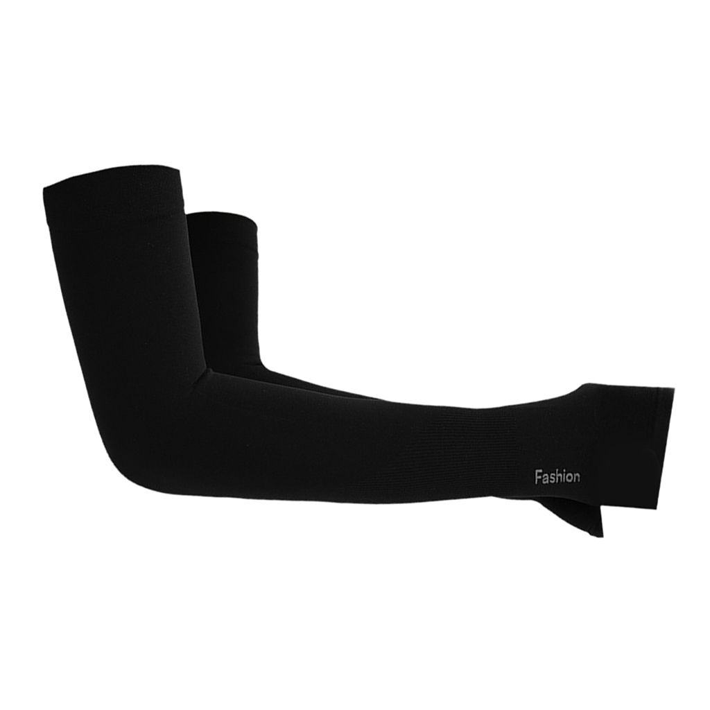 2pc Men Women Cooling Sleeves Of Arm Unisex Long Arm Black