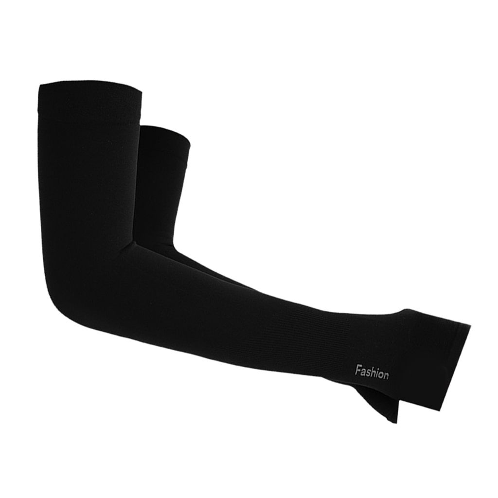 2pc Men Women Cooling Sleeves Of Arm Unisex Long Arm Black