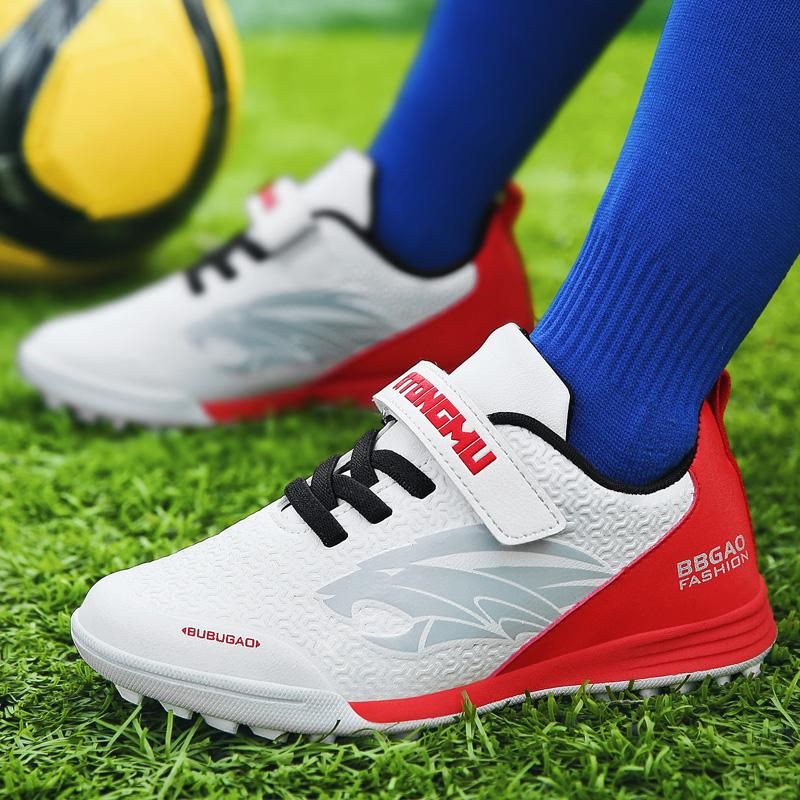 Velcro Soccer Shoes for Teenagers,white&red