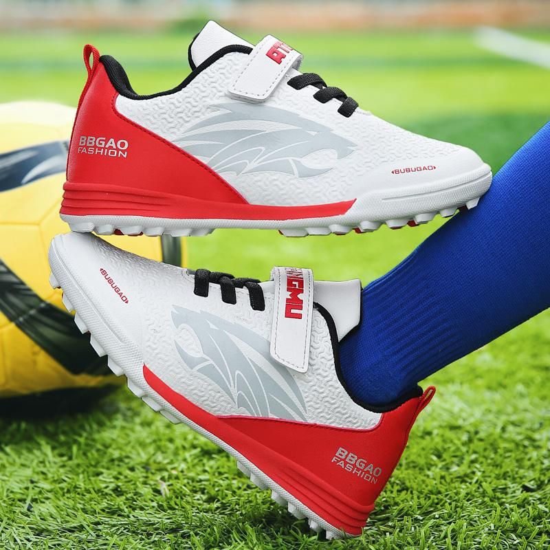 Velcro Soccer Shoes for Teenagers,white&red