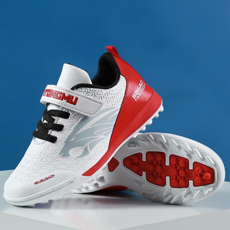 Velcro Soccer Shoes for Teenagers,white&red