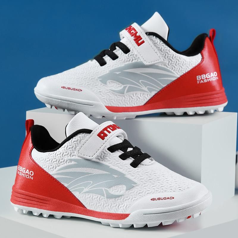 Velcro Soccer Shoes for Teenagers,white&red