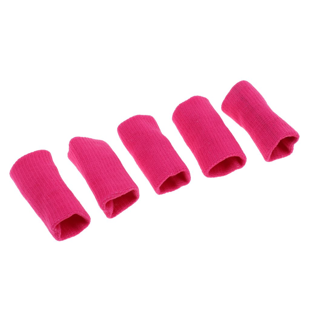 5Pcs Sport Stretchy Finger Protector Sleeves Support For Rose Red