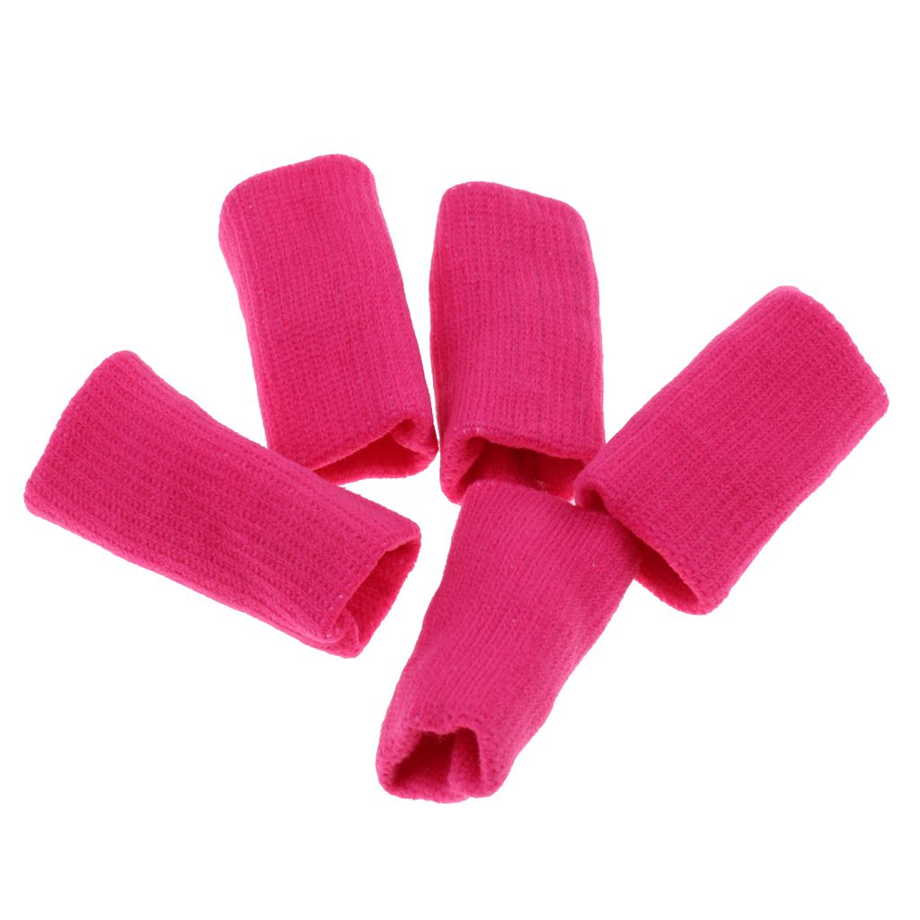 5Pcs Sport Stretchy Finger Protector Sleeves Support For Rose Red
