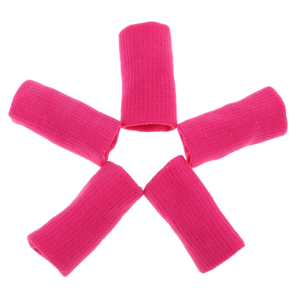 5Pcs Sport Stretchy Finger Protector Sleeves Support For Rose Red