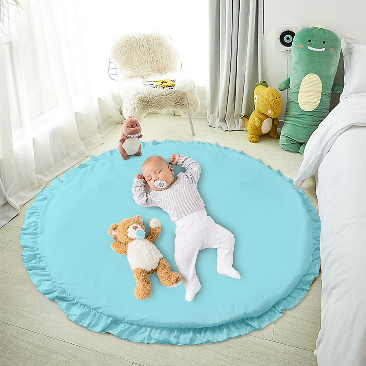 Round Cotton Baby Crawling Mat Blanket Play Mat Infant Baby Shower Floor Rug New Green