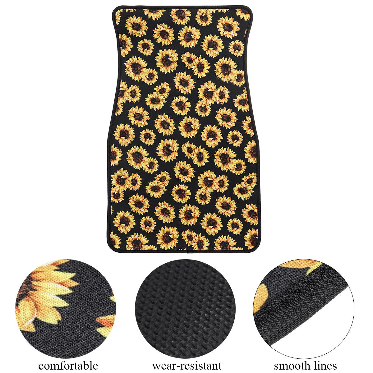 3PCS Universal Car Foot Floor Protector Mats Front Rear + Steering Wheel Cover