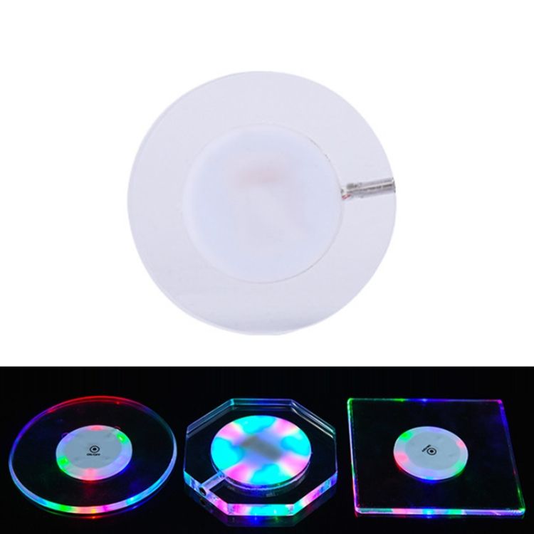USB Charging LED Light Up Acrylic Coaster 100x10mm Round
