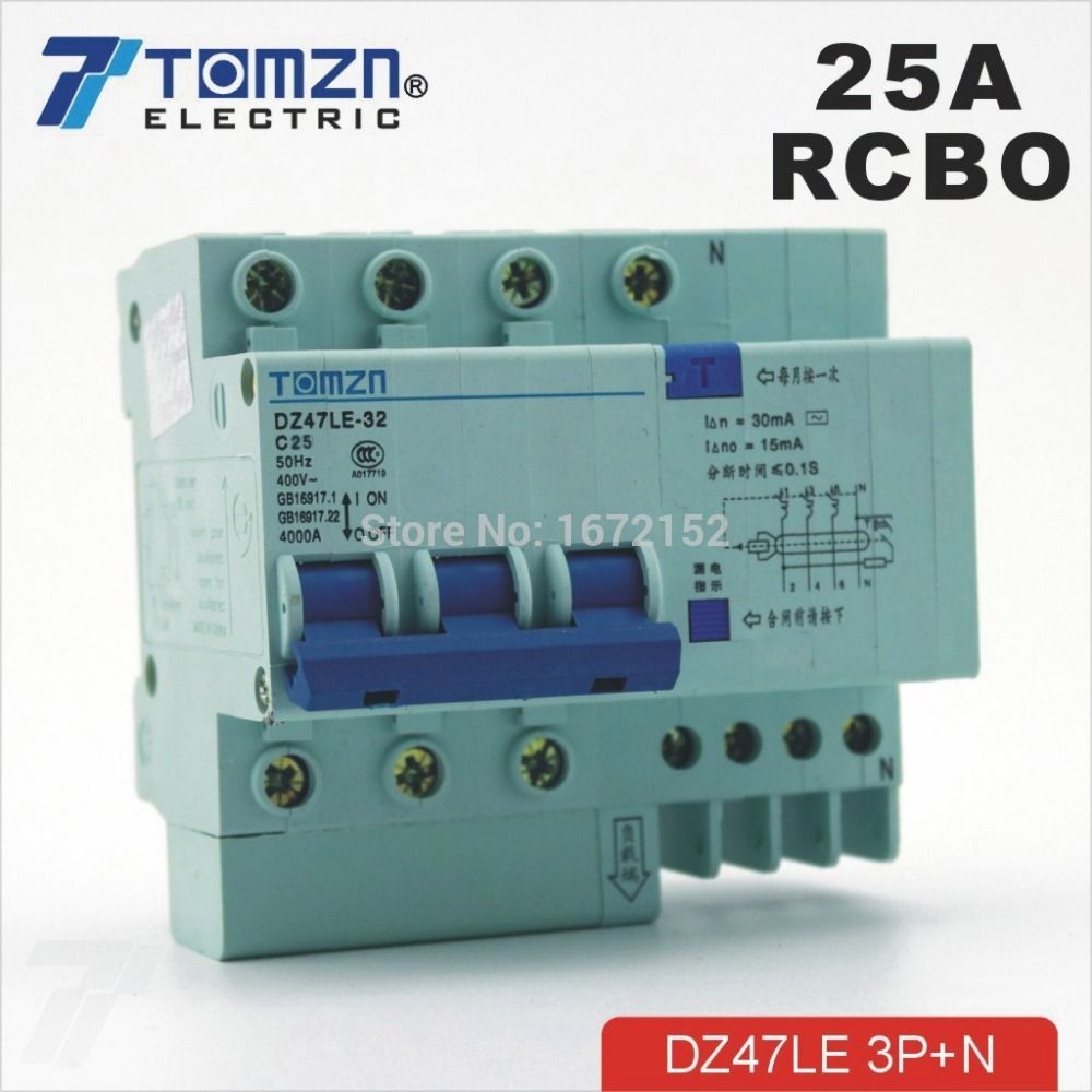 DZ47LE 3P+N 25A 400V~ 50HZ 60HZ Residual Current Circuit