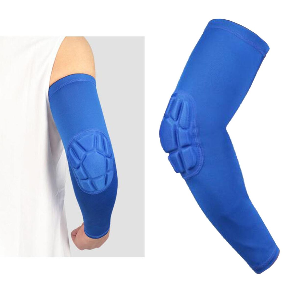 1PC Elbow Pad Crashproof AntiSlip Stretchy Padded Arm Sleeve Blue M