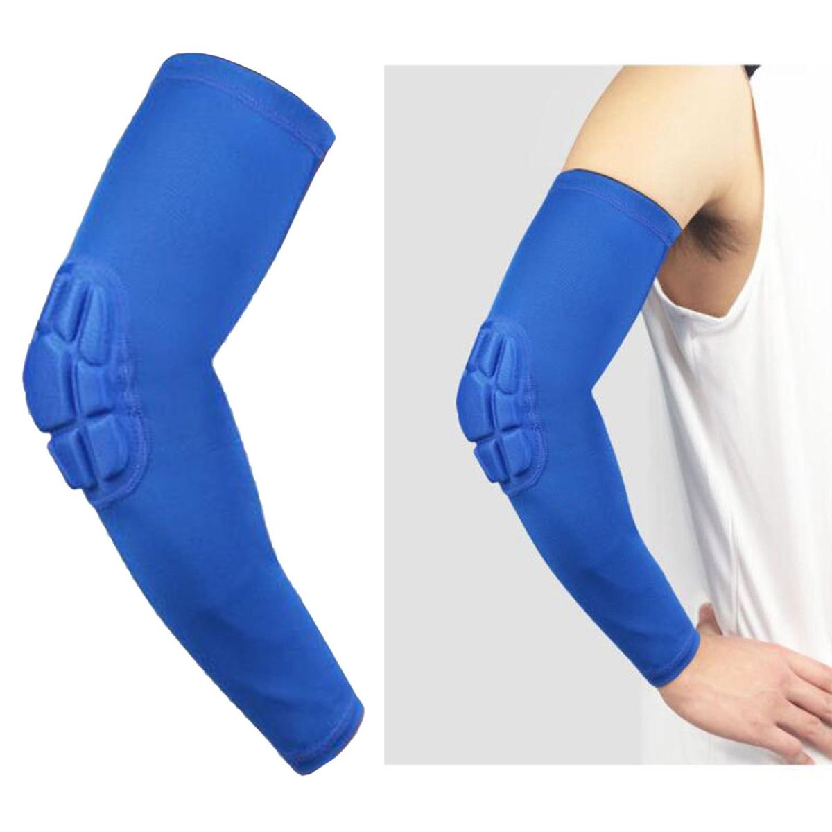 1PC Elbow Pad Crashproof AntiSlip Stretchy Padded Arm Sleeve Blue M