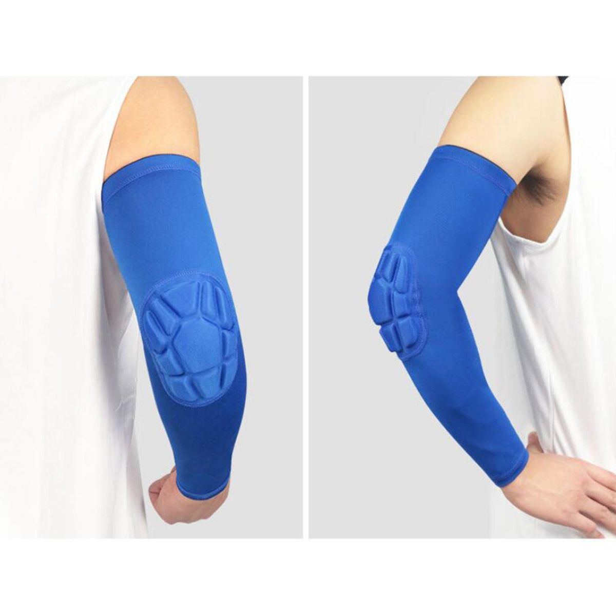 1PC Elbow Pad Crashproof AntiSlip Stretchy Padded Arm Sleeve Blue M