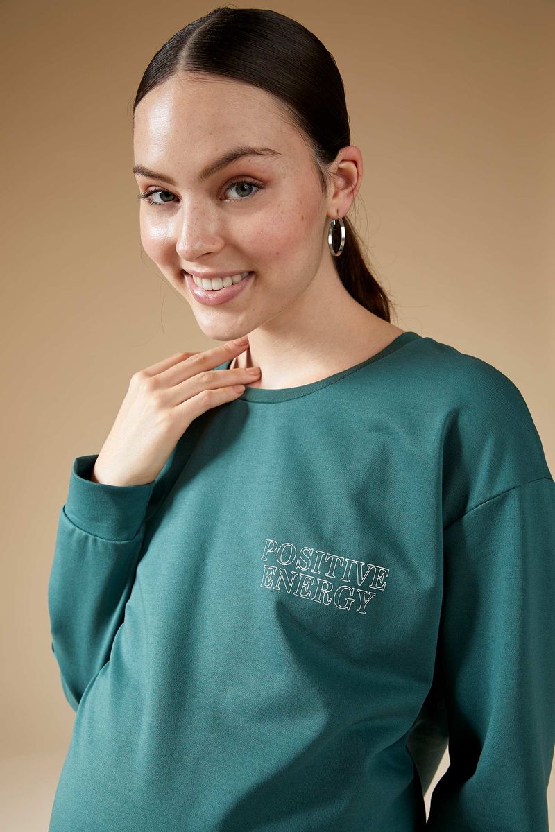 Woman - Regular Fit Maternity Wear Knitted Tops Long Sleeve - Green