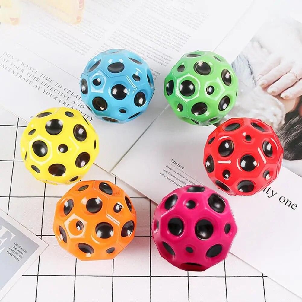 Useful Hole Ball Soft Bouncy Ball Anti-fall Moon Shape Porous Bouncy Ball Kids Indoor Toy  Ergonomic Design
