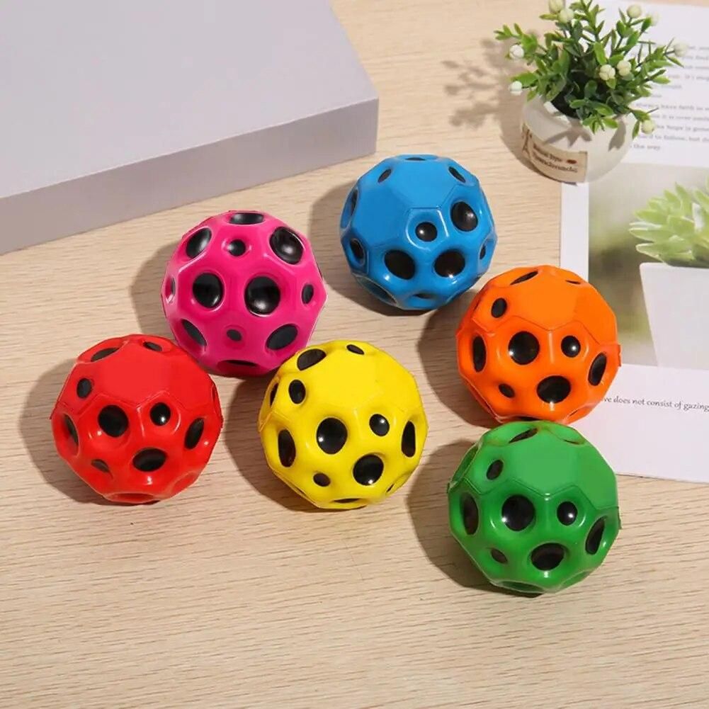 Useful Hole Ball Soft Bouncy Ball Anti-fall Moon Shape Porous Bouncy Ball Kids Indoor Toy  Ergonomic Design