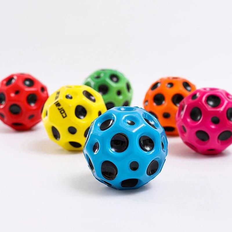 Useful Hole Ball Soft Bouncy Ball Anti-fall Moon Shape Porous Bouncy Ball Kids Indoor Toy  Ergonomic Design