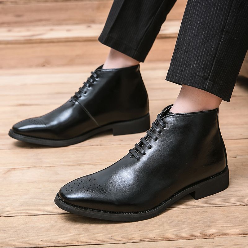 Elegant High-top Business Boots Men Oxford Shoes Big Size 38-48 Superior Quality Full Grain Leather Wedding Party Shoes Luxury Noble Boots Black