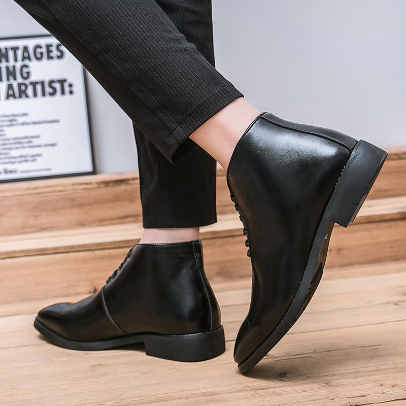 Elegant High-top Business Boots Men Oxford Shoes Big Size 38-48 Superior Quality Full Grain Leather Wedding Party Shoes Luxury Noble Boots Black