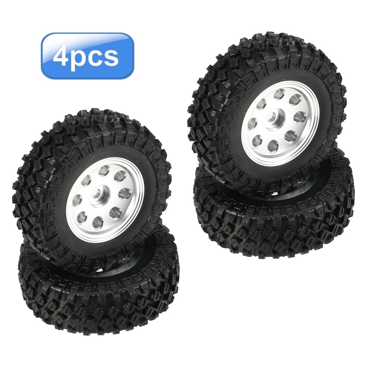 4PCS AUSTAR 48*18mm RC Car Tires with Aluminum Alloy Wheel Rim for 1/24 RC Buggy Off-road Car Compatible with Axial SCX24 Axial 90081 AXI00001 AXI00002
