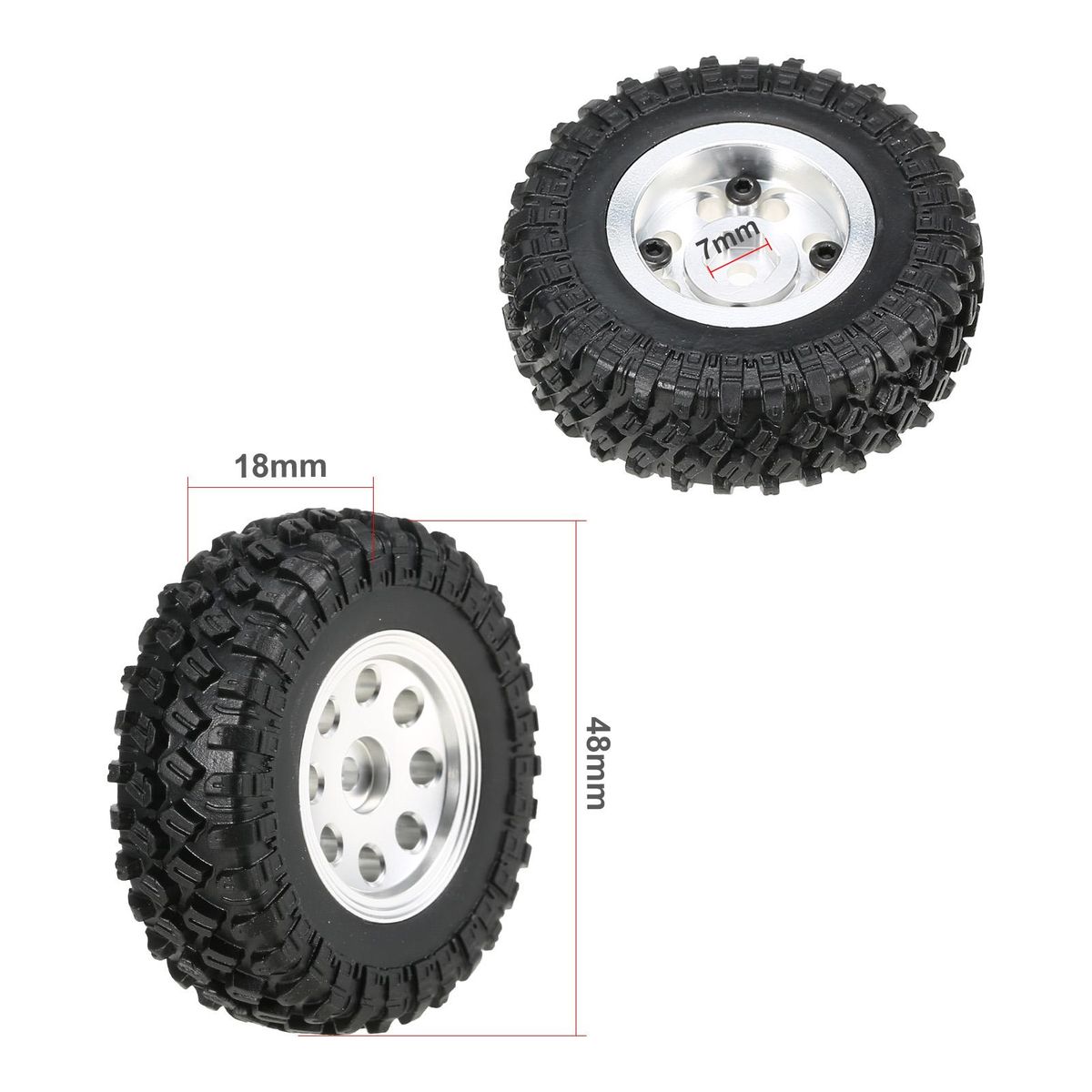 4PCS AUSTAR 48*18mm RC Car Tires with Aluminum Alloy Wheel Rim for 1/24 RC Buggy Off-road Car Compatible with Axial SCX24 Axial 90081 AXI00001 AXI00002