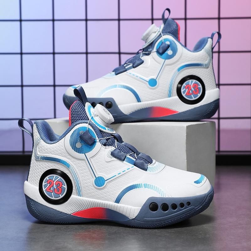 Boys/Adults Basketball Shoes Twist Button Sneakers Blue