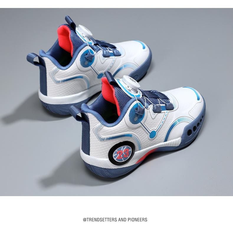 Boys/Adults Basketball Shoes Twist Button Sneakers Blue