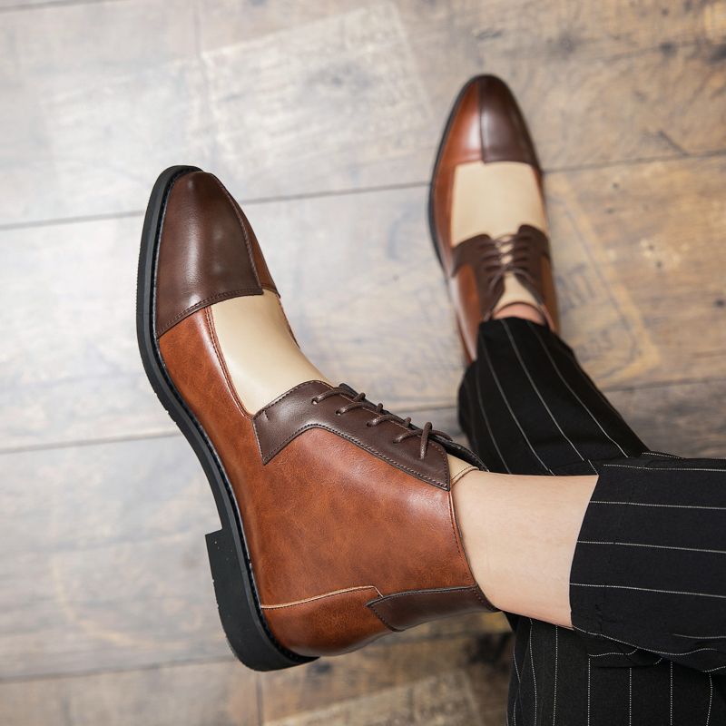 Mens Leather Boots Formal Business Shoes Soft Chelsea Brown