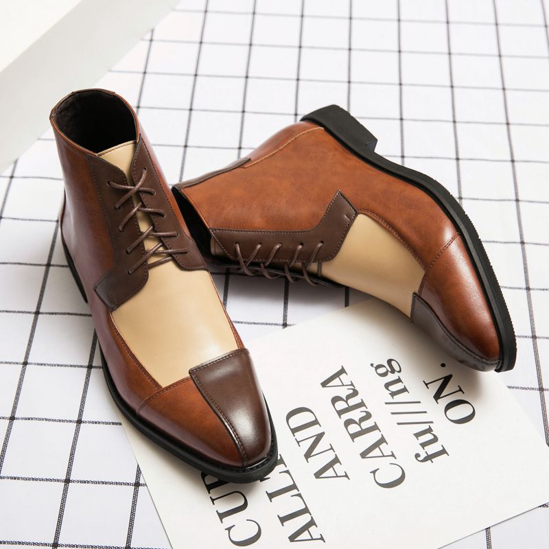 Mens Leather Boots Formal Business Shoes Soft Chelsea Brown