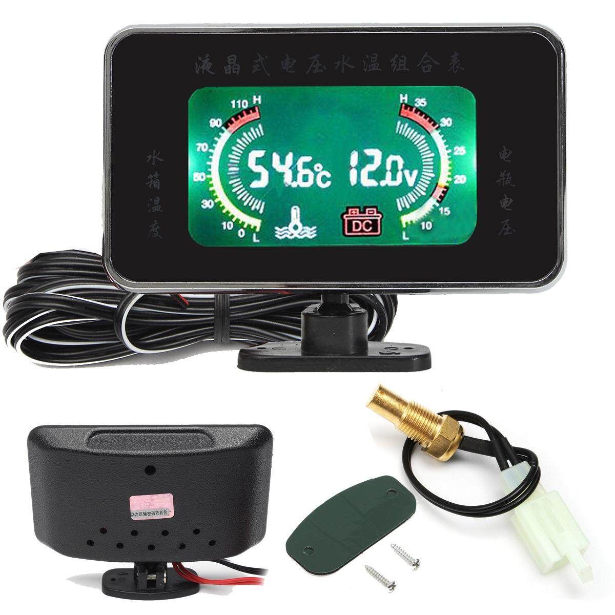 12V/ 24V LCD Digital Display Panel Voltmeter Car Motor Water Temperature