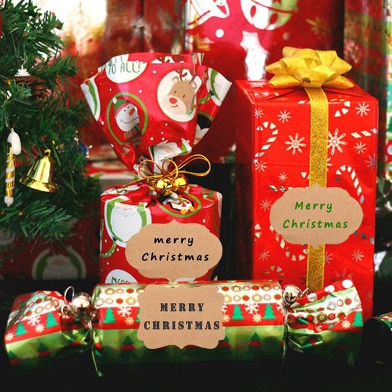 2 Rolls Christmas Gift Glass Bottle with Kraft Paper Label