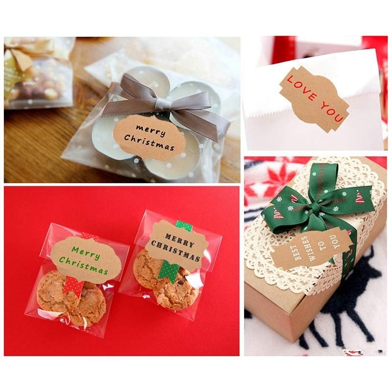2 Rolls Christmas Gift Glass Bottle with Kraft Paper Label