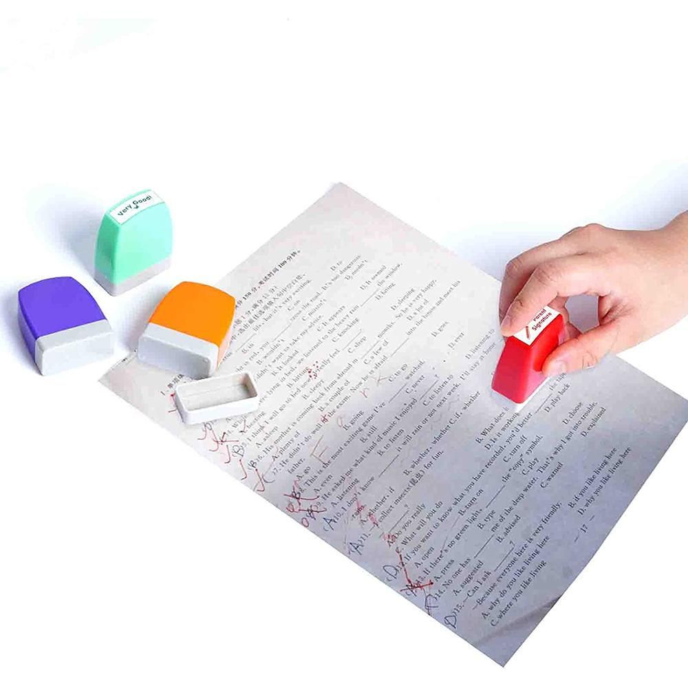 8pcs Self Inking Teacher Stamp Set Colorful Grading Stamp Set Encourage Message Stamp