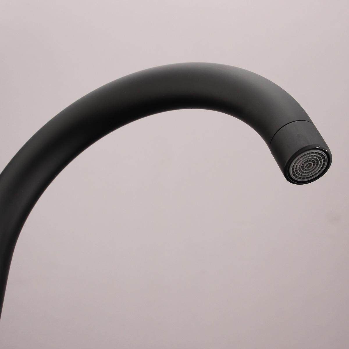 Double Handles Hot/Cold Mixer Water Tap Basin Kitchen Sink Bathroom Black Faucet