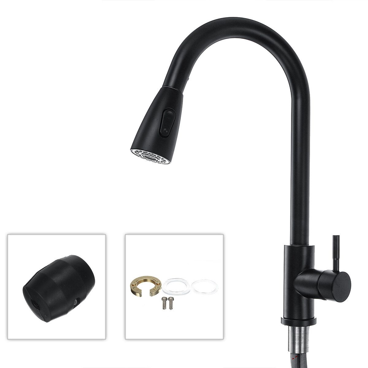 (Pull-out) Modern 360° Kitchen Sink Tap Faucet Spray Sink Mixer Tap Single Handle Tap Pull Out Spray Mixer Single Lever Swivel Spout Tap