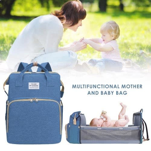 Baby Diaper Bag With Crib Space, Crib Sunshade, Crib Mattress, Usb Charging Port &cable