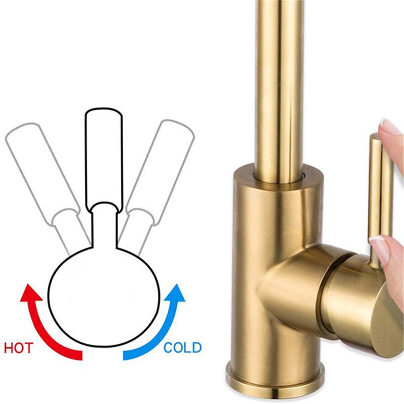 Kitchen Faucet Stainless Steel Wiredrawing Golden Color Hot