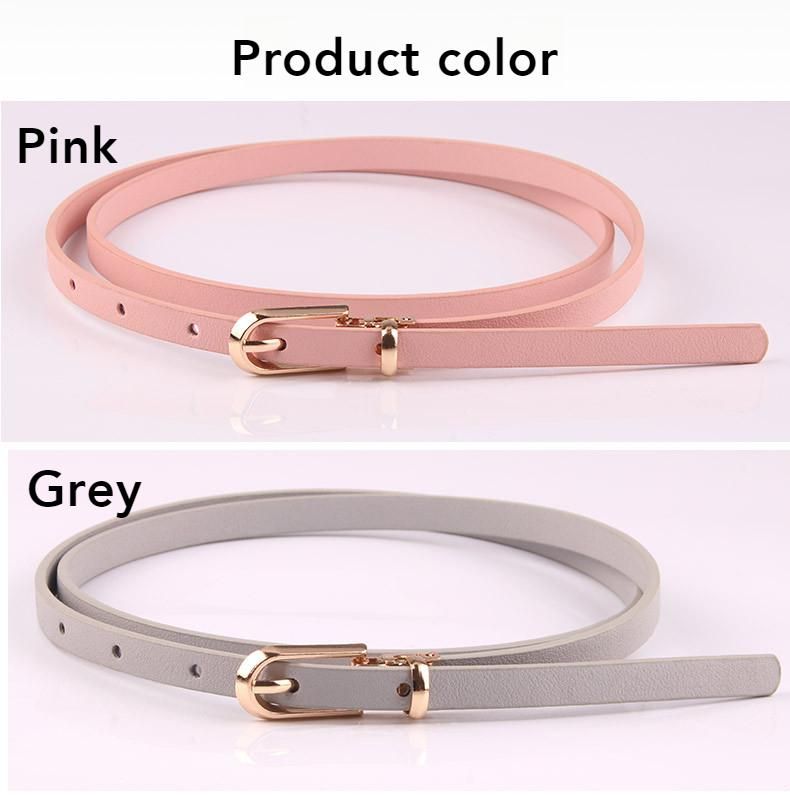 Women'S Fashion PU Skinny Belts Thin Belt
