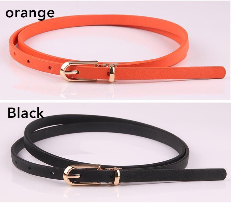 Women'S Fashion PU Skinny Belts Thin Belt