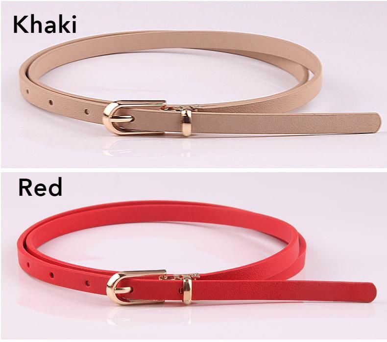 Women'S Fashion PU Skinny Belts Thin Belt